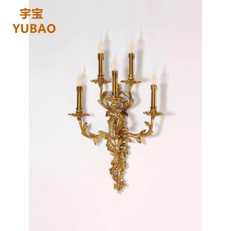 法式壁灯复式楼客厅过道走廊灯大气别墅酒店装饰全铜蜡烛灯具