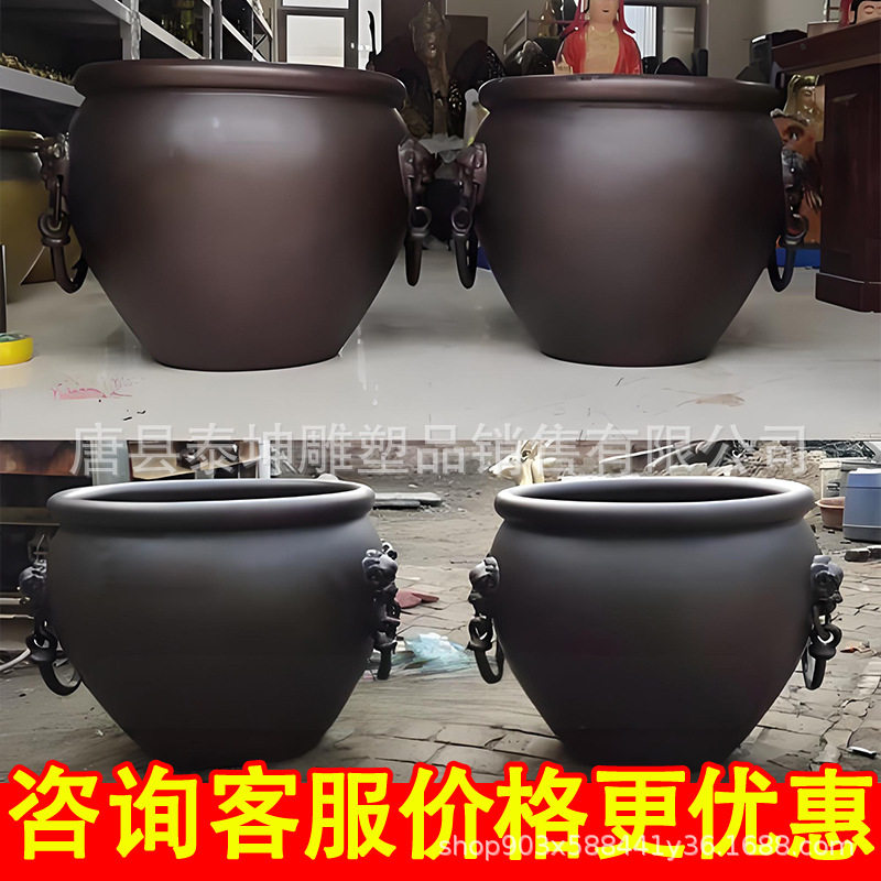 纯铜大缸 一米大铜缸 荷花缸 复古紫铜平安百福大缸 宅院别墅缸