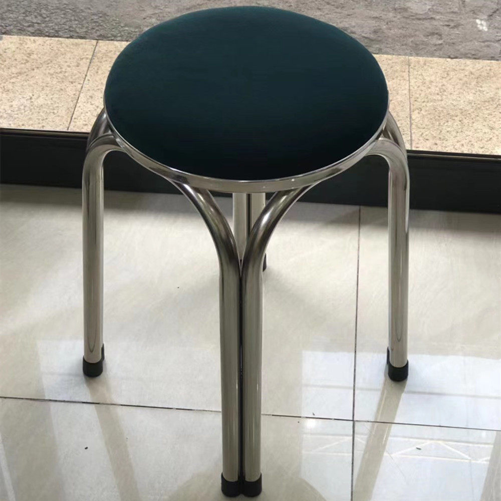 不锈钢绒面圆凳小矮圆板凳现代简约家用凳子户外休闲圆形凳子