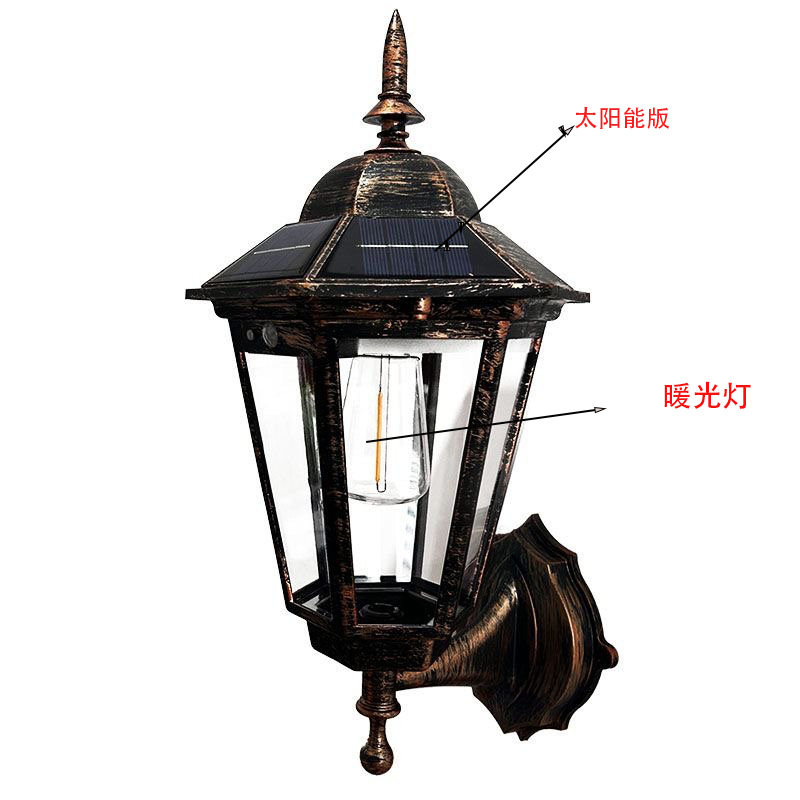 户外仿古太阳能感应壁灯防水户外家园别墅花园灯庭院灯悬挂壁挂灯