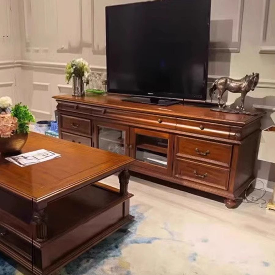 法式复古实木电视柜简约茶几地柜组合小户型家用客厅储物柜北欧风,电子元器件市场,电线扎带/束线带,淘宝优惠券,粉丝福利购,淘宝优惠卷