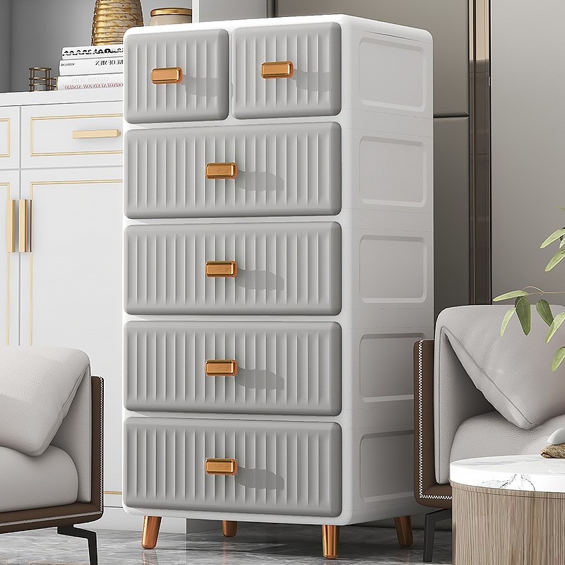 轻奢条纹收纳柜客厅家用整理收纳箱卧室五斗柜多层加厚抽屉床头柜