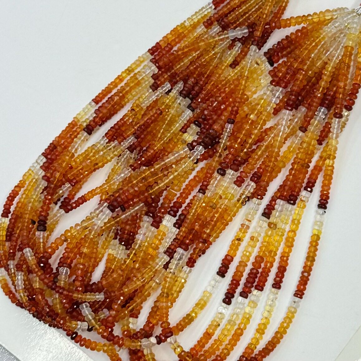 厂家批发天然渐变火欧珀算盘珠切角散珠 欧珀扁珠切面刻面长链