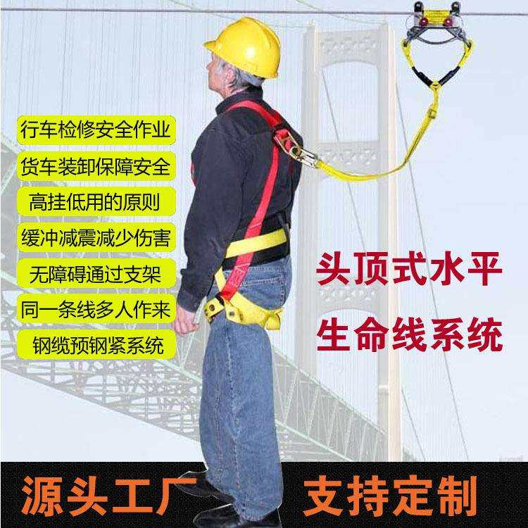 头顶式水平生命线行车梁检修物流装货防坠落厂房屋面防跌落垂直