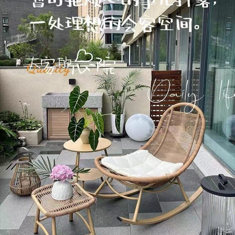 藤编摇摇椅躺椅成人家用休闲椅藤椅久坐舒服懒人摇椅沙发椅午睡r*