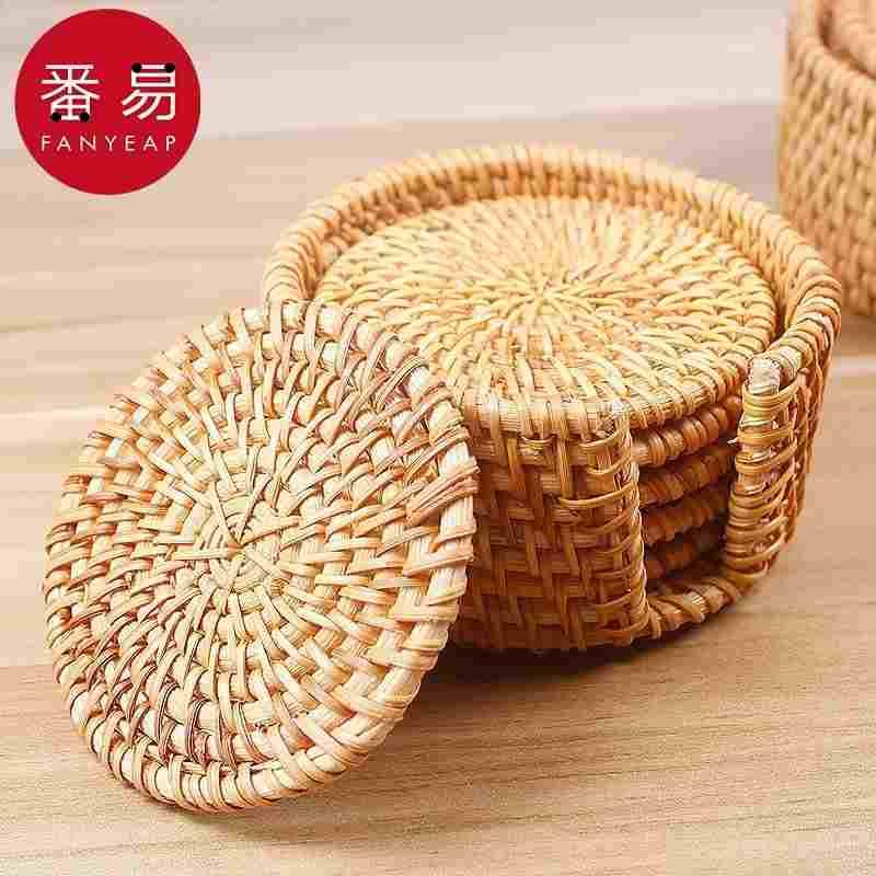 隔热垫E1P40-藤编杯垫茶道防滑防烫垫吸水茶壶垫托手工编织茶