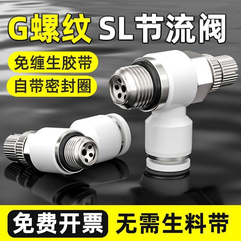 SL节流阀调速阀G螺纹SL4/6/8/10/12-M5/01/02/03气管快速接头