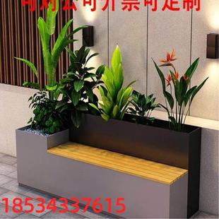 厂家直销花箱坐凳一体休闲不锈钢广场花槽隔断座椅组合简约景观