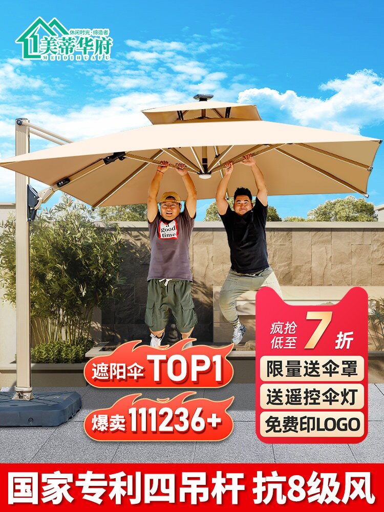 户外遮阳伞庭院伞露天阳台别墅花园大太阳伞棚商用室外摆摊罗马伞