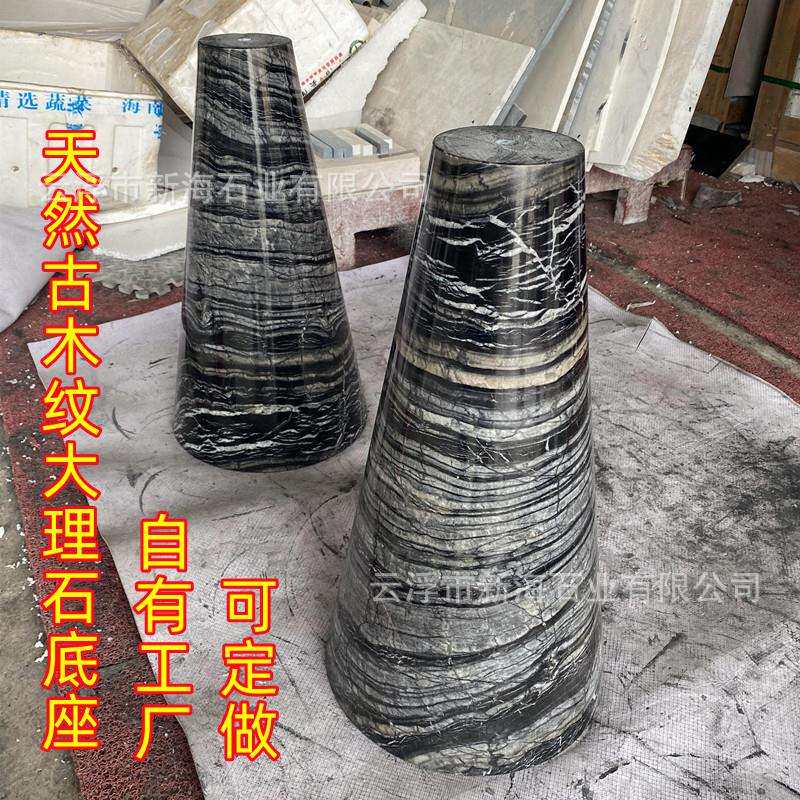 天然大理石圆柱形实心石材墩子边几餐桌家具桌脚腿雕塑工艺品底座