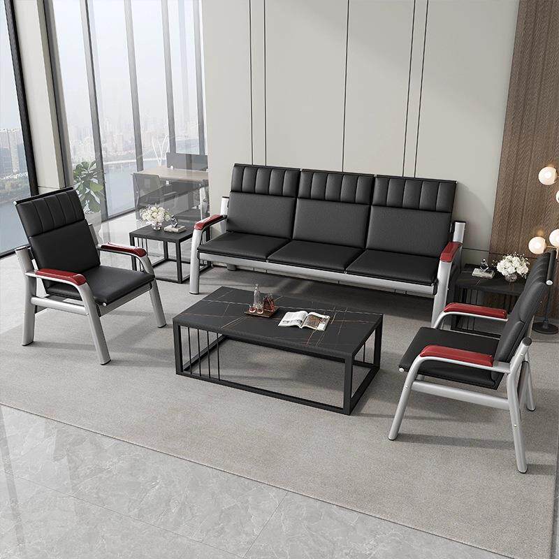 简易办公沙发茶几组合简约现代小型办公室排椅三人位商务会客沙发