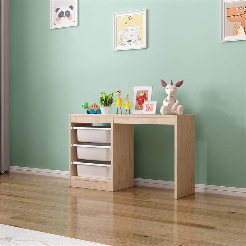 宝宝手工阅读写字收纳桌多功能桌子实木儿童玩具早教学习游戏书桌