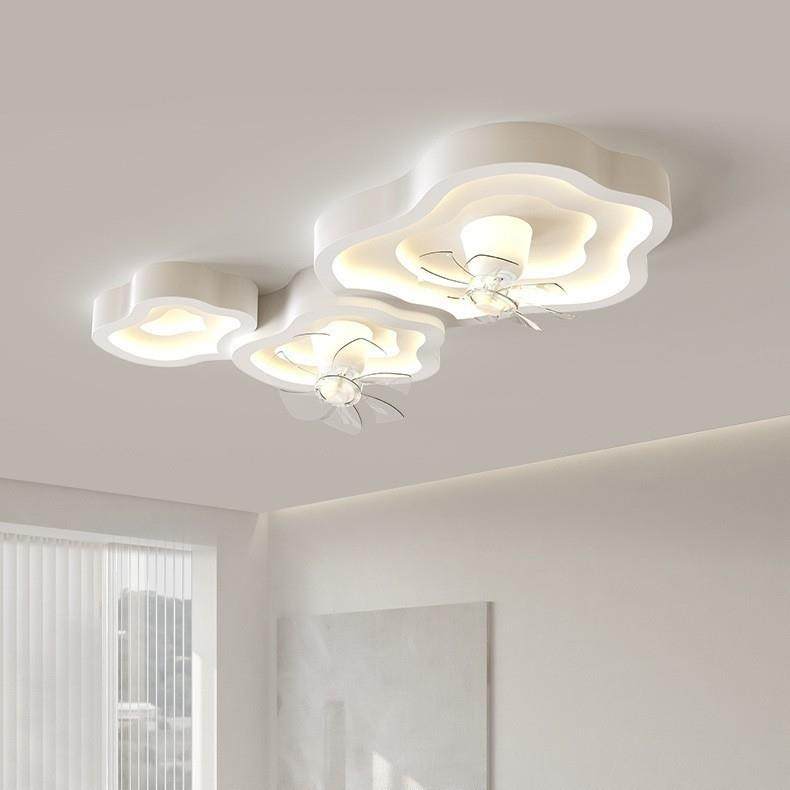 客厅风扇灯全光谱护眼云朵吸顶灯北欧网红卧室摇头静音电扇吸顶灯