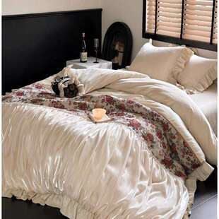 瑟拉芬娜︱法式浪漫提花纯棉磨毛四件套全棉褶皱花边公主被套床品