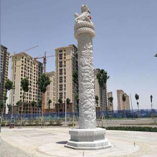 园林景观石雕龙柱景区大门雕刻盘龙柱花岗岩石雕龙柱青石龙柱