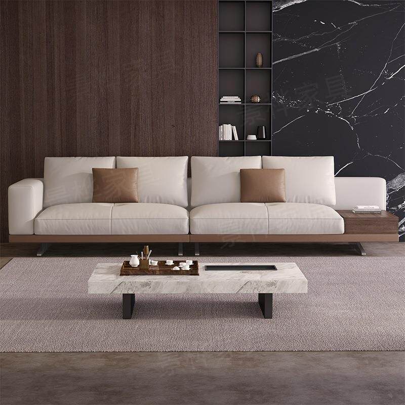 意式极简康纳利真皮羽绒沙发现代轻奢客厅小户型直排棉麻布艺沙发