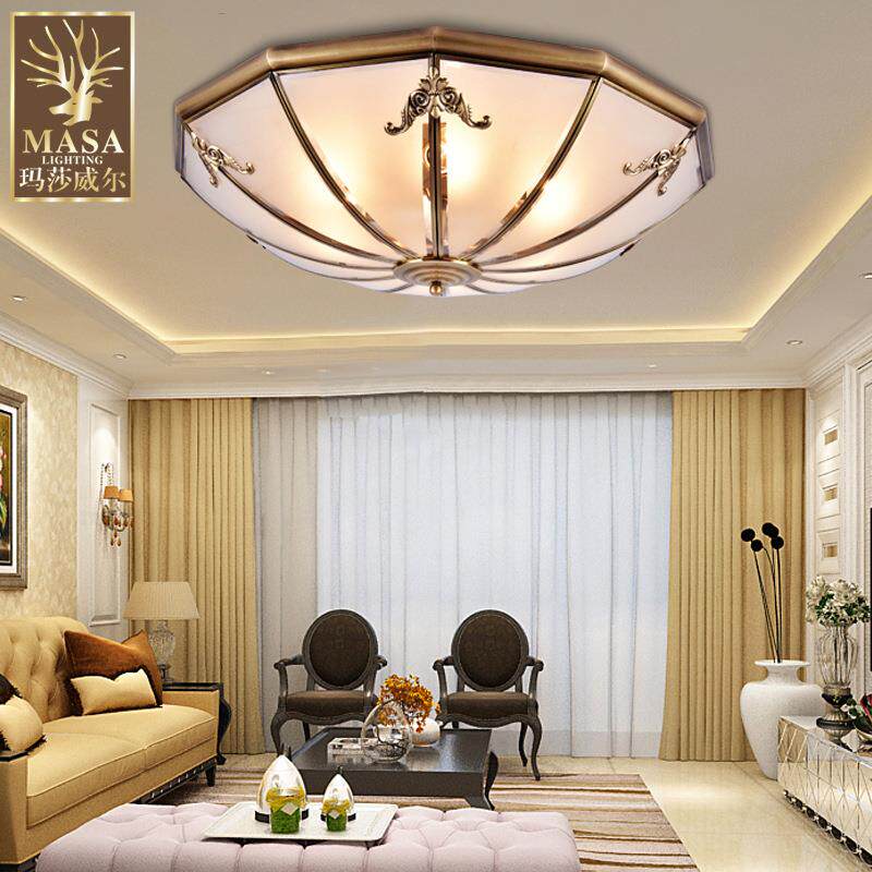 欧式led吸顶灯卧室灯现代简约个性衣帽间走廊过道灯简欧全铜灯具