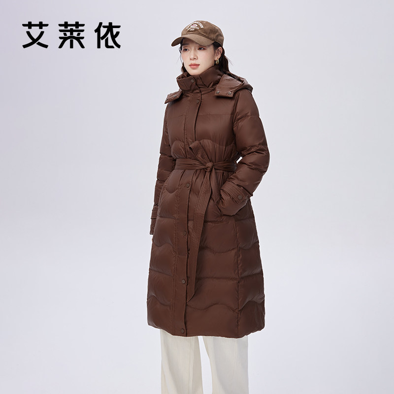艾莱依长款鹅绒服收腰系带连帽轻奢冬羽绒服女爆款外套新款,女装/女士精品,羽绒服,淘宝优惠券,粉丝福利购,淘宝优惠卷
