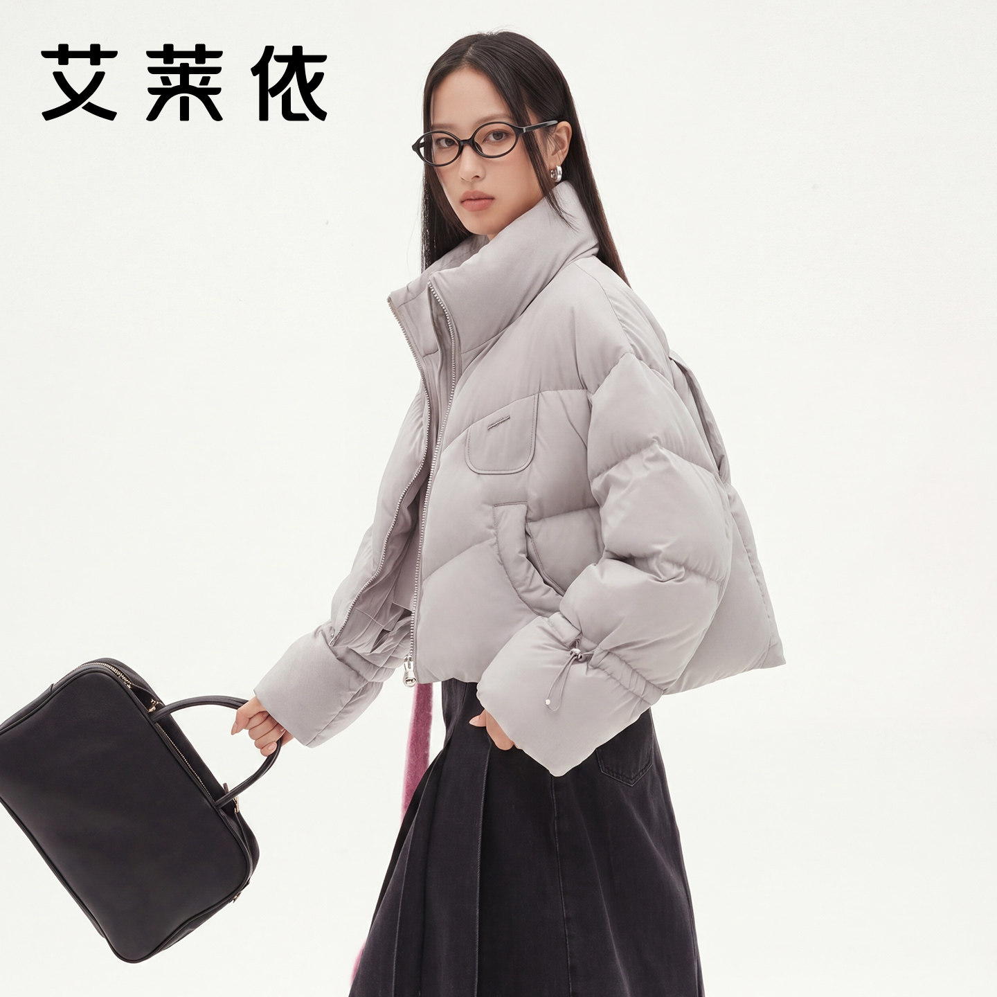 艾莱依短款面包服羽绒服女
