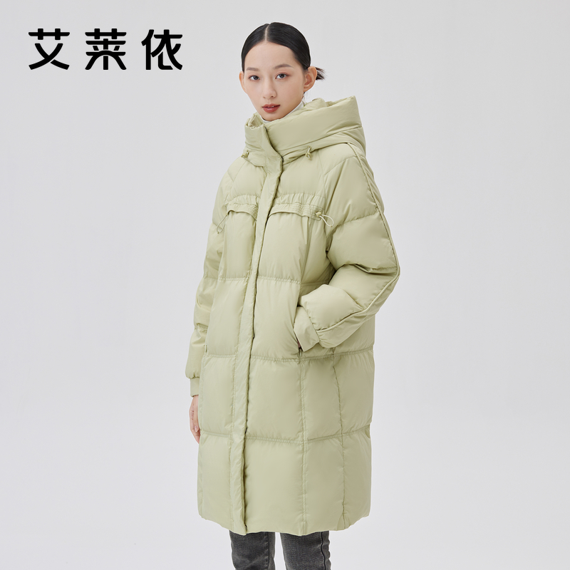 [陈粉丸联名]艾莱依粉丸兔羽绒服女款2022新款连帽中长款冬季外套