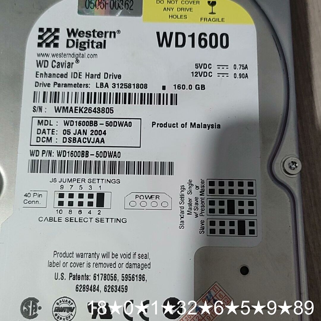 WD1600BB-50dwa0，的，