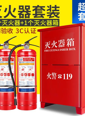 干 干粉灭火器二氧化碳加厚箱子套装商铺店用4kg四公斤手提式消防