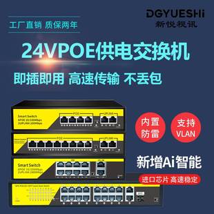 门禁监控poe24V供电交换机解码器室内机报钟器兼容冠林安居宝海康
