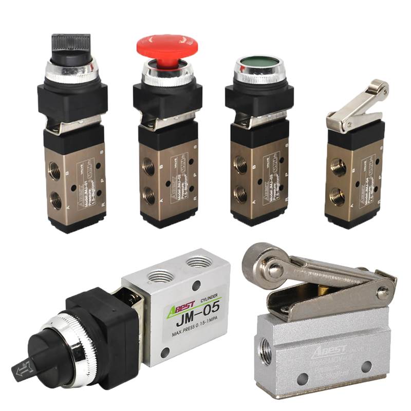 M0V-02JMJ-01-03 二位五通JM-06A气缸气阀按旋钮滚轮式直通机械阀