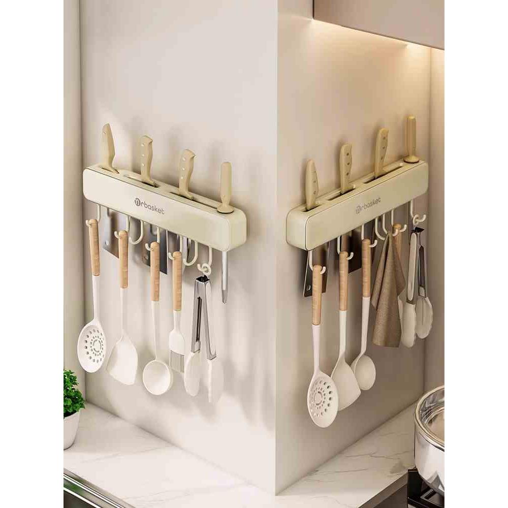 德国品质厨房刀架置物架刀具收纳架挂钩免打孔壁挂式勺子铲子挂架
