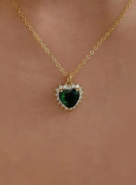 Wedding dinner Heart-shaped crystal zircon necklace心形项链