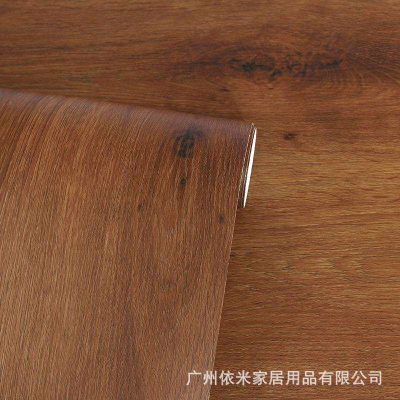 韩版棕色木纹贴纸防水壁纸自粘pvc墙纸家具柜子桌面翻新装饰中式