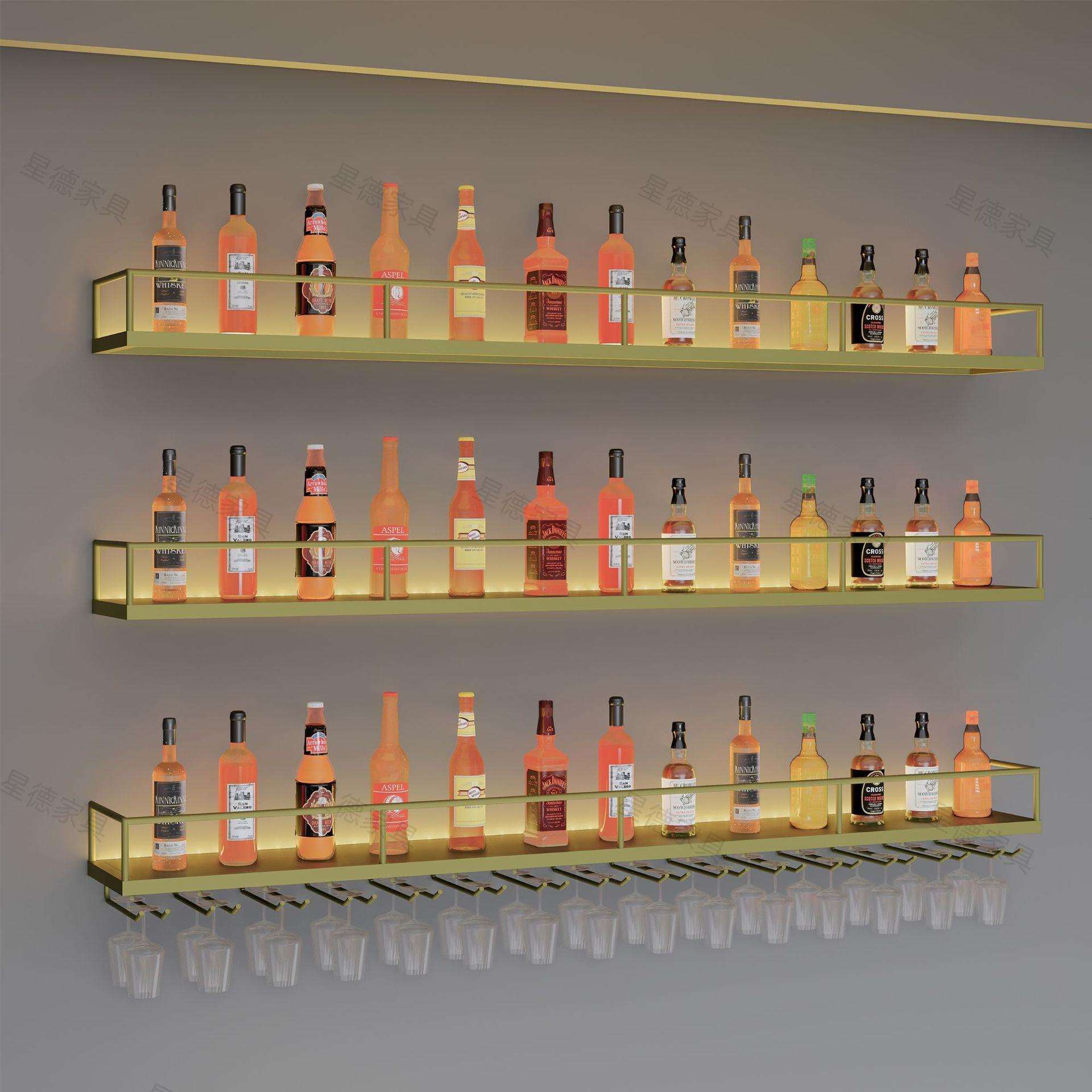 简约创意酒架铁艺壁挂式吧台酒柜餐厅倒挂红酒展示架置物架装饰