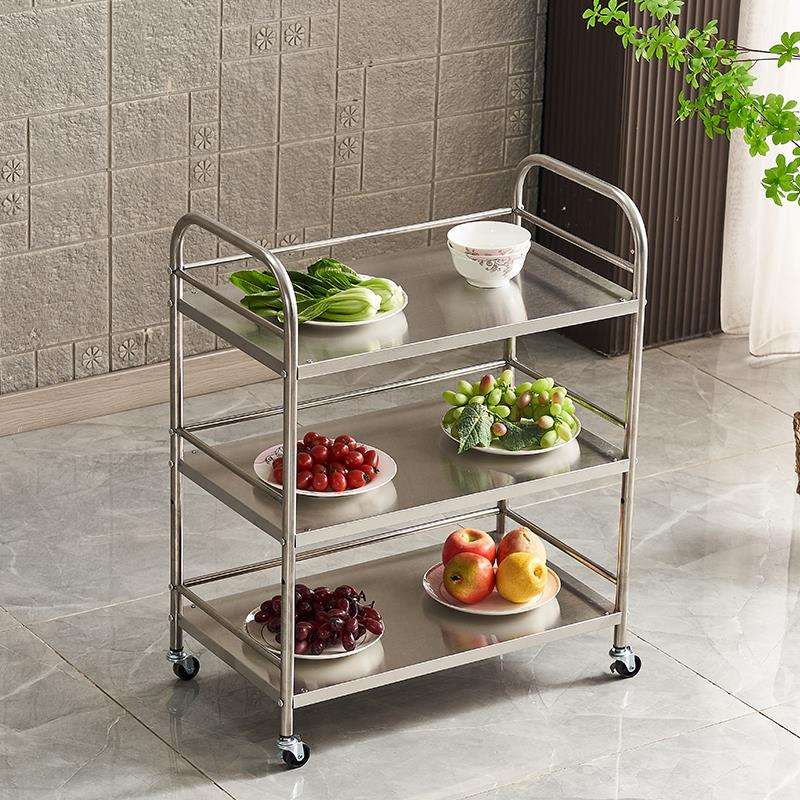 烧烤不锈钢桌边多层菜架店放菜置物架串串带轮商用火锅架子配菜架