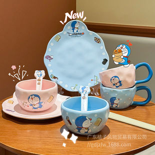 哆啦A梦联名一人食餐具礼盒家用碗盘套装杯子乔迁伴手礼生日礼物