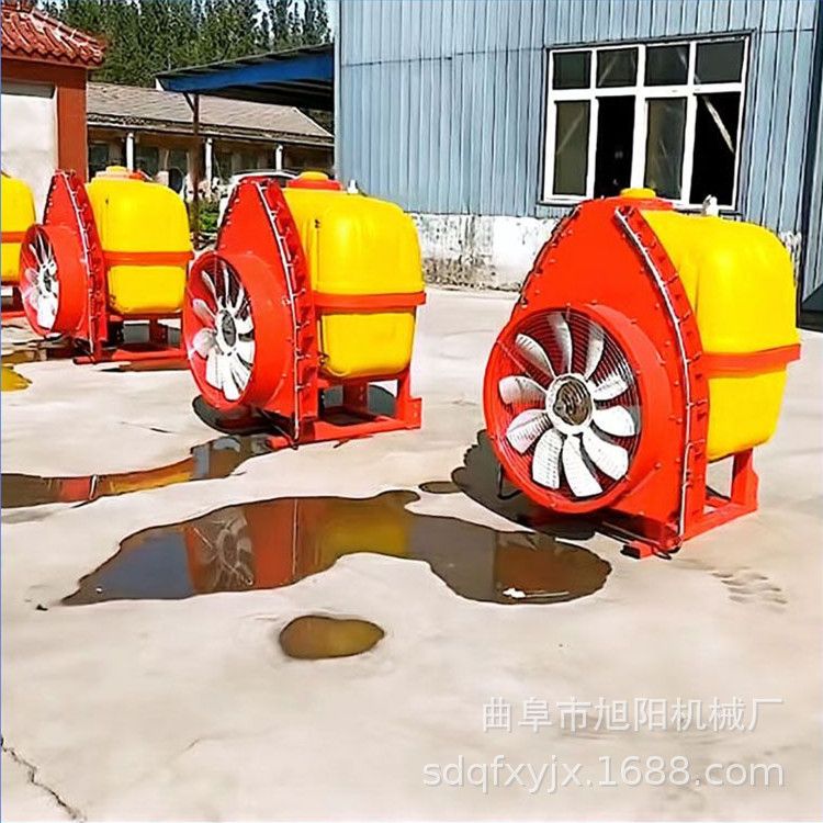 旭阳小四轮后置打药机悬挂风送式喷雾机500L轴传动果树高压喷药机