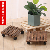 花盆托盘带轮底座滚轮长方形移动万向轮实木质花托架滑轮底盘加厚