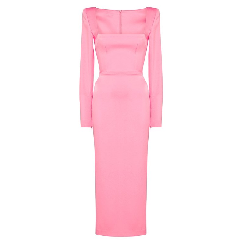 晚礼服中长款2024新款简单大方年会小礼服结婚姐妹伴娘连衣裙修身