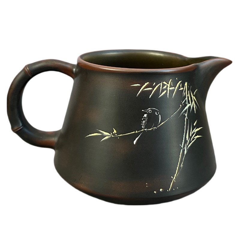 陶拾光坭兴陶公道杯原矿竹节功夫茶具公道杯茶漏过滤分茶器原矿陶