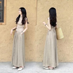 搭配一整套z减龄洋气显瘦冰丝T恤阔腿裤 女夏装 两件套 裙套装 山本裤