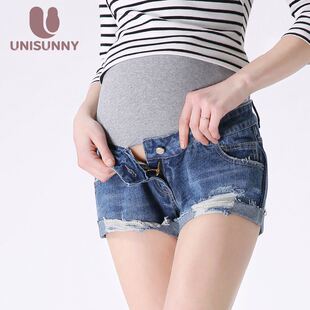 夏季 薄款 外穿时尚 新款 潮妈W春夏装 子牛仔短裤 女孕妇装 打底 孕妇裤