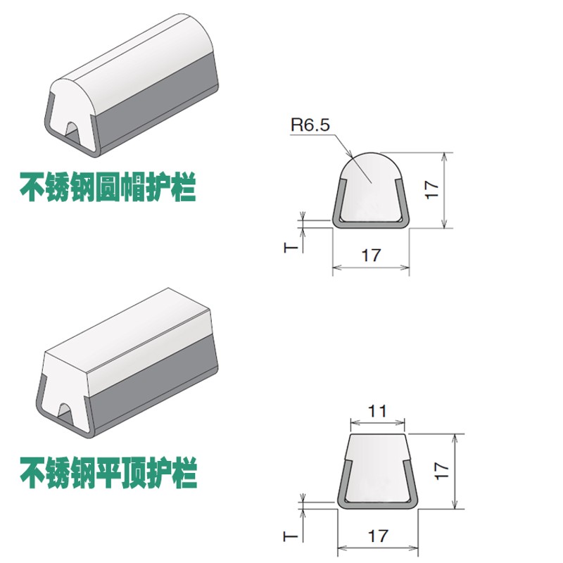 圆帽护栏D型护栏不锈钢圆帽护栏输送机输送线机械配件流水线护栏