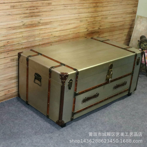 欧式现代简约客厅茶几个性铝质大箱子电视柜茶几组合