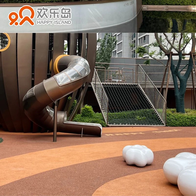 小区全龄活动空间设计户外儿童乐园游乐设备配置不锈钢滑滑梯厂家