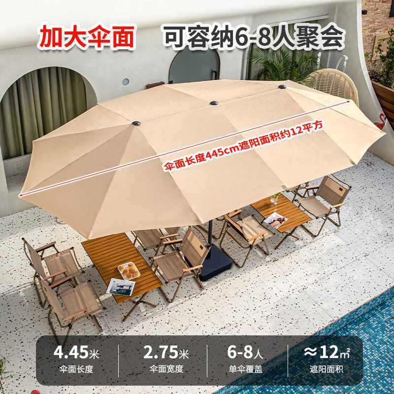?户外伞遮阳伞庭院三头中柱伞棚太阳伞沙滩蓬摆摊太阳伞室外露营