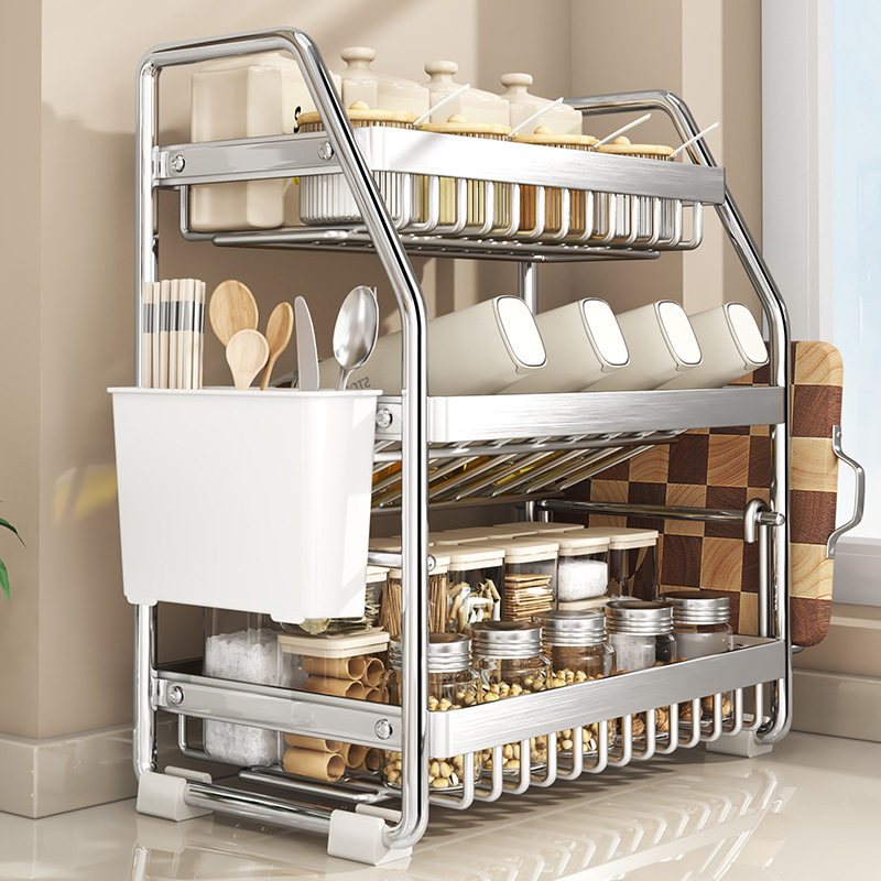 新款厨房多功能家用组合台面多层砧板筷子筒整理收纳置物调料架子