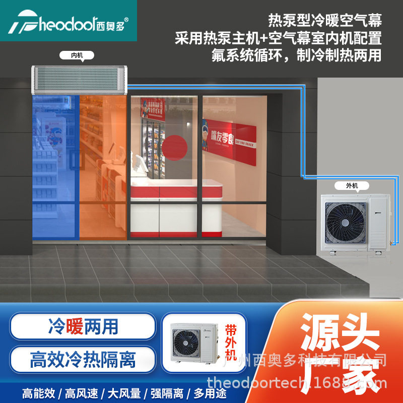西奥多冷暖两用风幕机商用店铺商场门头电热暖风机