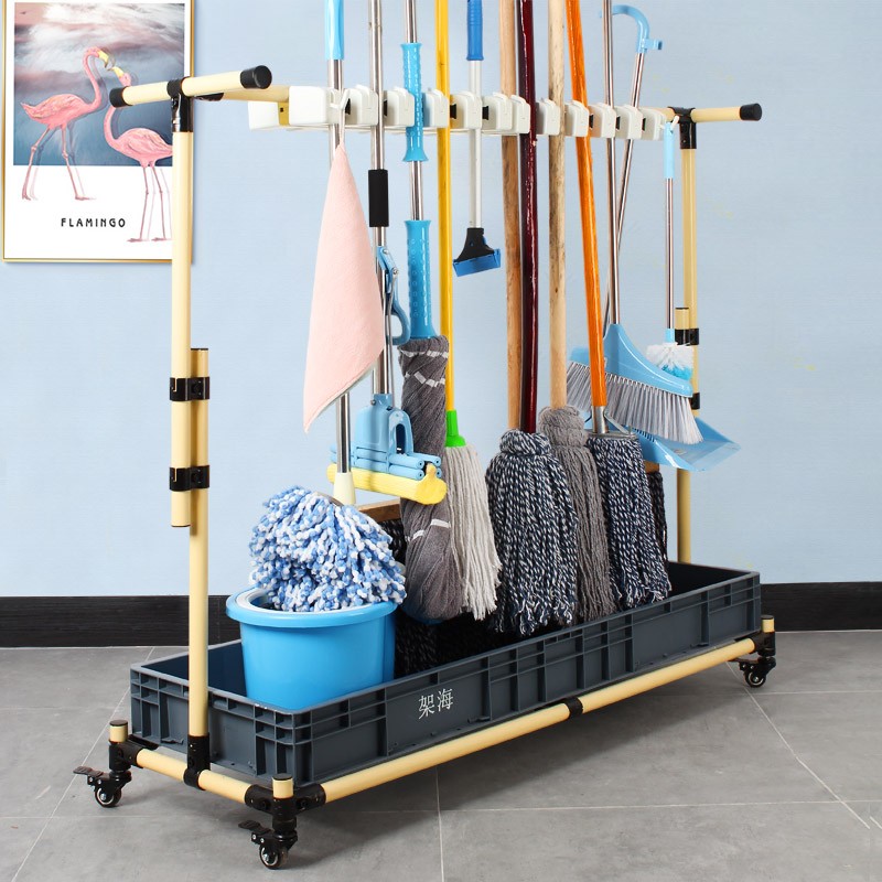 架海二代可移动拖把架落地收纳墩布架复合管挂架拖把夹子20挂24钩