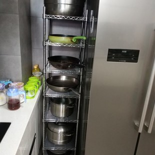 40可调节厨房夹缝收纳架子金属落地锅菜架35宽冰箱橱柜缝隙置物架