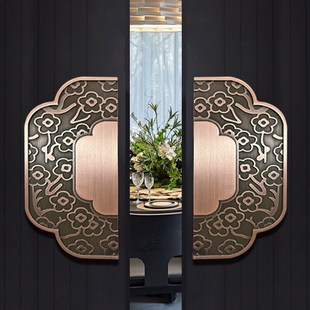 中式大门拉手仿古铜玻璃门拉手定制包房木门把手简约半圆刻字拉手