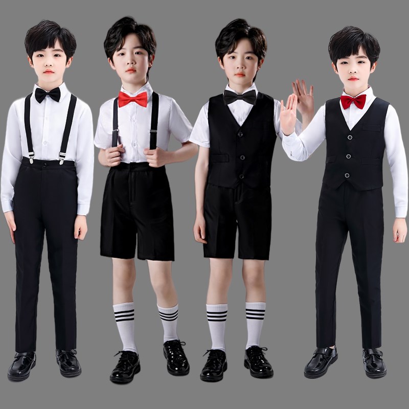 儿童礼服男童主持人西o服套装花童抱婴袋裤男孩子钢琴合唱朗诵表